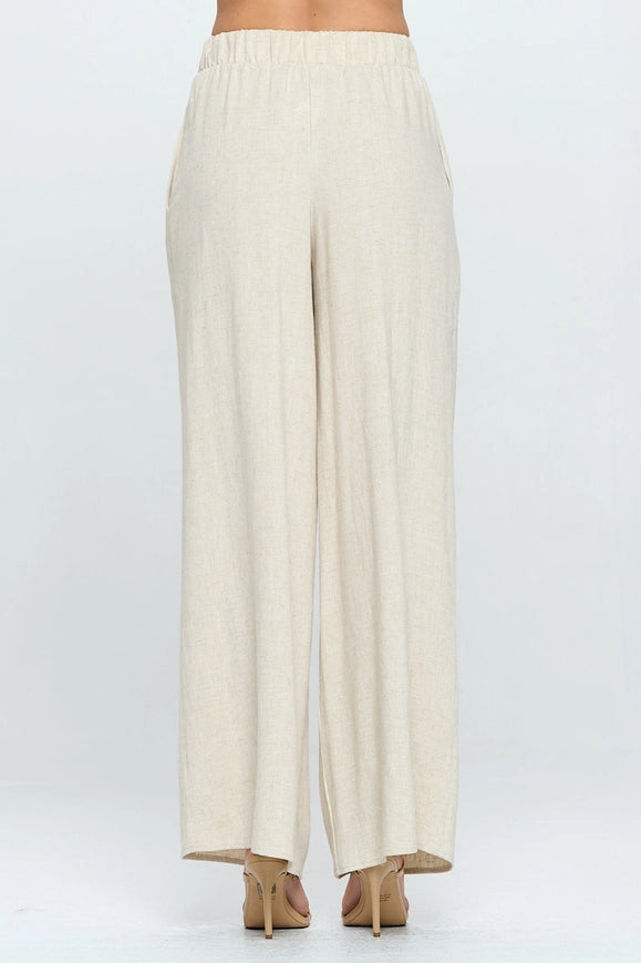 Solid Linen Wide Leg Pants With Pockets-Pants-Renee C.-S-LINEN-Urbanheer
