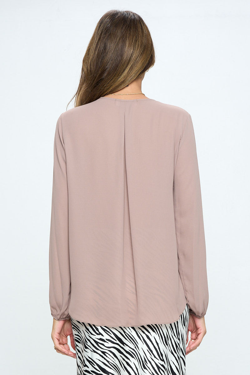 Solid Long Sleeve Surplice Top-Tops-Reneecollection-Urbanheer