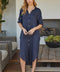 Solid Midi-Length Linen Dress NAVY BLUE-Dress-MILIO MILANO-S-NAVYBLUE-Urbanheer