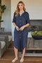 Solid Midi-Length Linen Dress NAVY BLUE-Dress-MILIO MILANO-S-NAVYBLUE-Urbanheer
