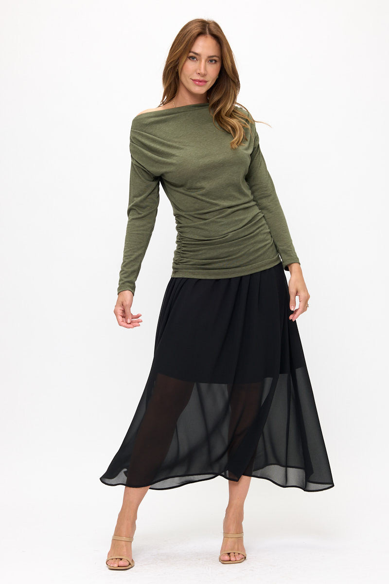 Solid Off The Shoulder Top-All Products-Reneecollection-Small-OLIVE-Urbanheer
