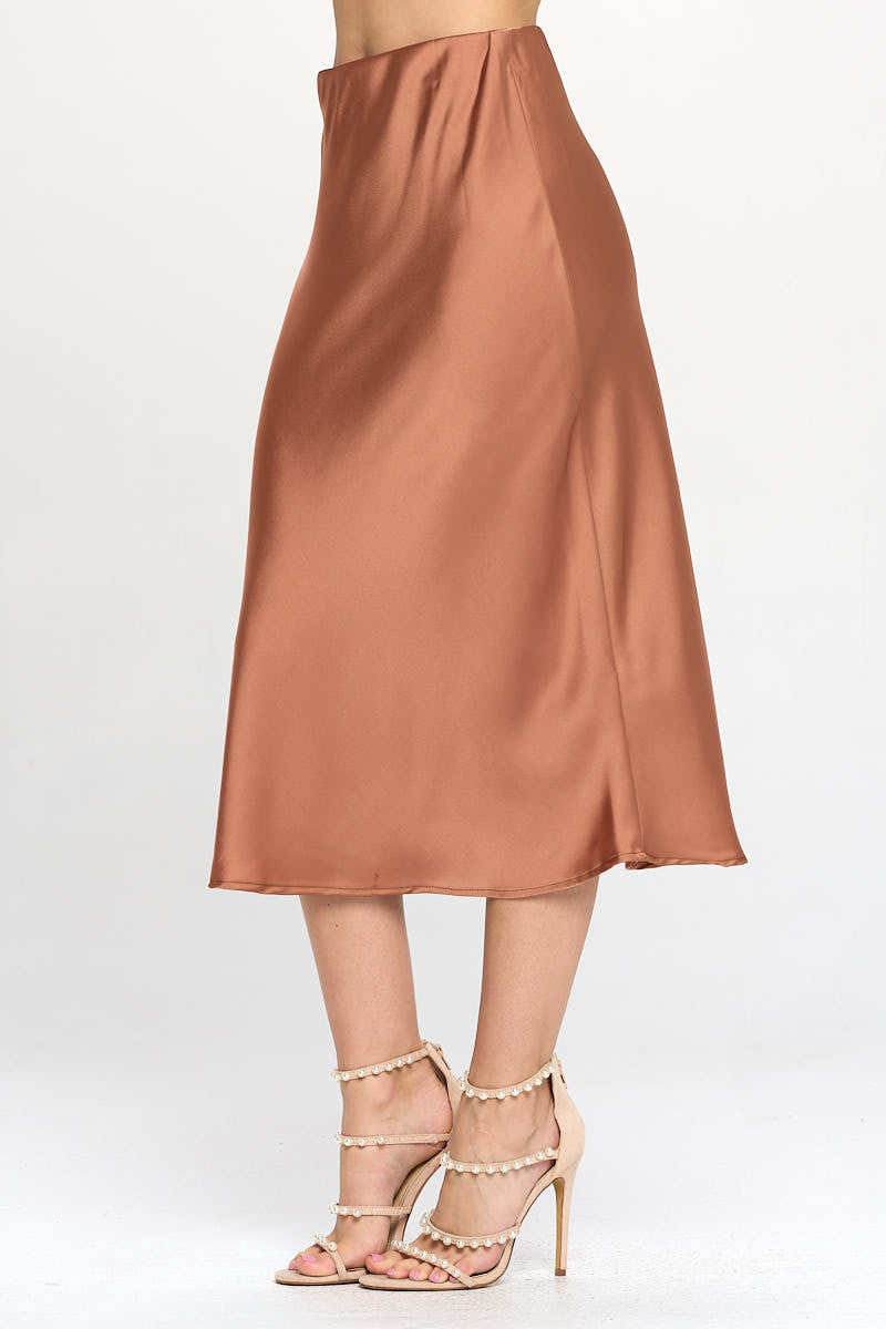 Solid Satin Midi Skirt-Skirts-Reneecollection-Urbanheer