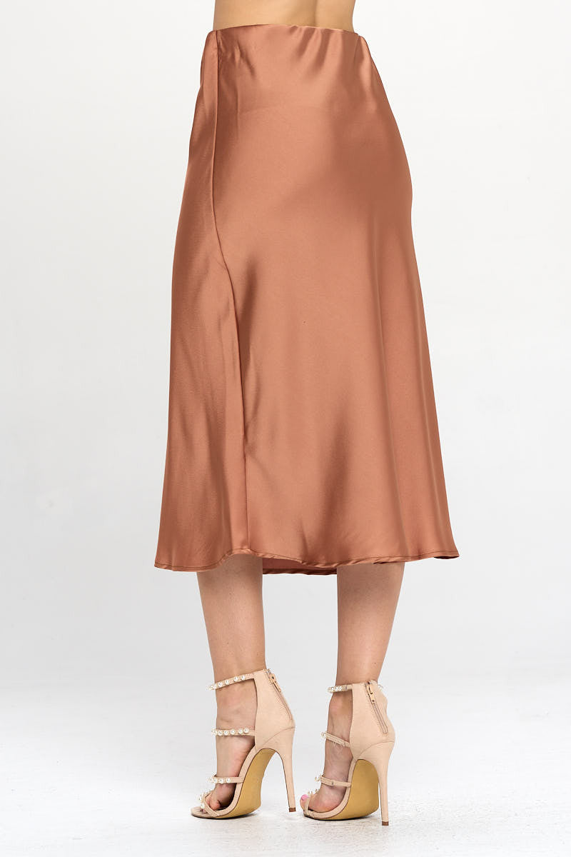 Solid Satin Midi Skirt-Skirts-Reneecollection-Urbanheer