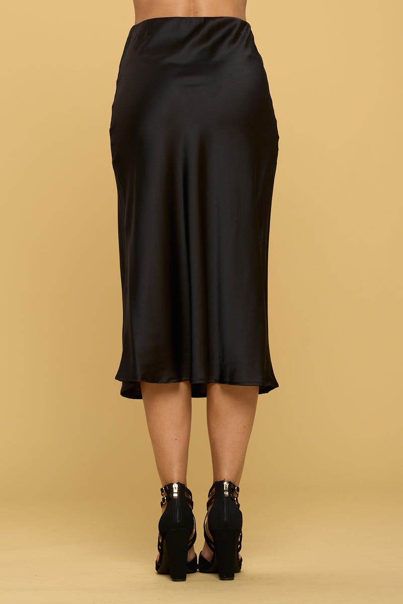 Solid Satin Midi Skirt-Skirts-Reneecollection-Urbanheer