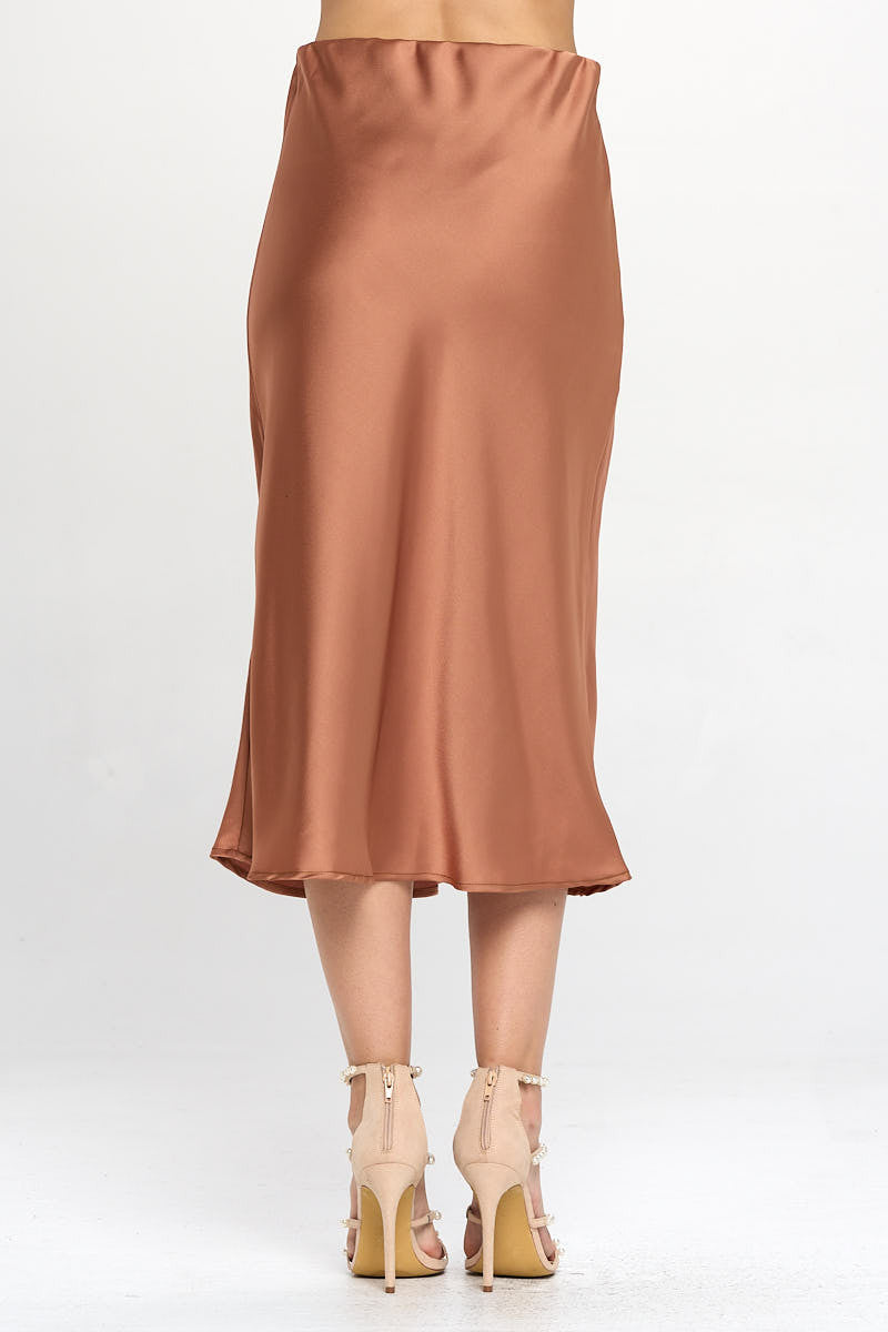 Solid Satin Midi Skirt-Skirts-Reneecollection-Urbanheer