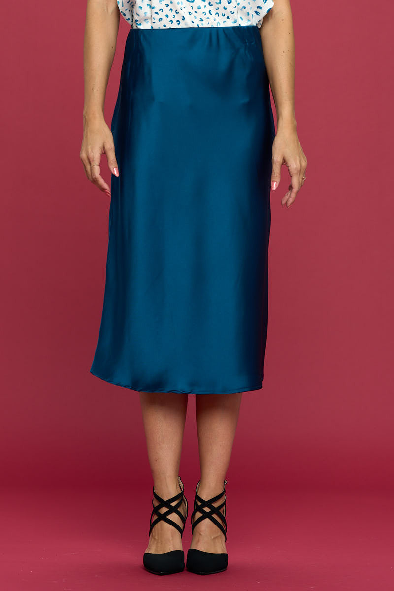 Solid Satin Midi Skirt-Skirts-Reneecollection-Urbanheer