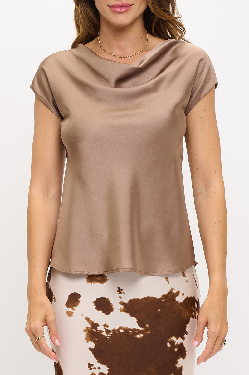 Solid Satin Top with Cowl Neck-New Arrival-Reneecollection-Small-DUNE-Urbanheer