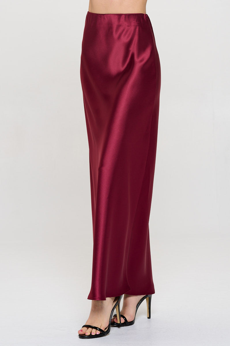 Solid Silky Satin Maxi Skirt-New Arrival-Reneecollection-Small-BURGUNDY-Urbanheer