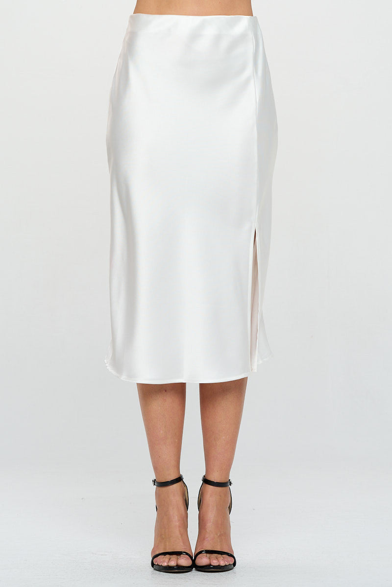 Solid Stretch Satin Midi Skirt with Slit-Skirts-Reneecollection-Small-IVORY-Urbanheer