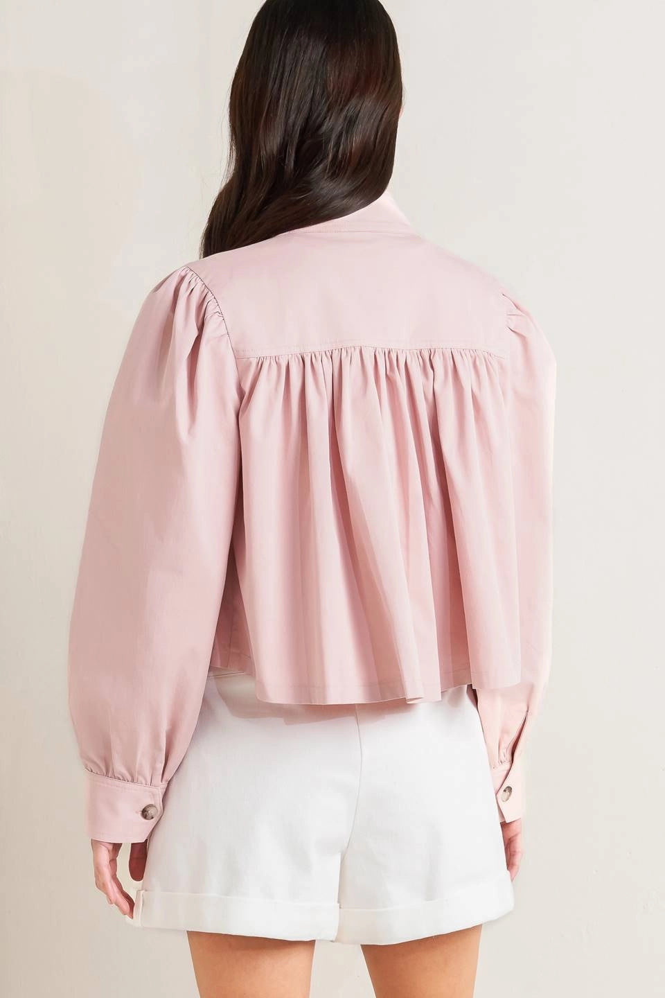 Solid Woven Cropped Jacket
