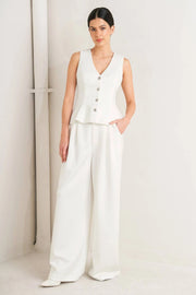 Solid Woven Wide Pant