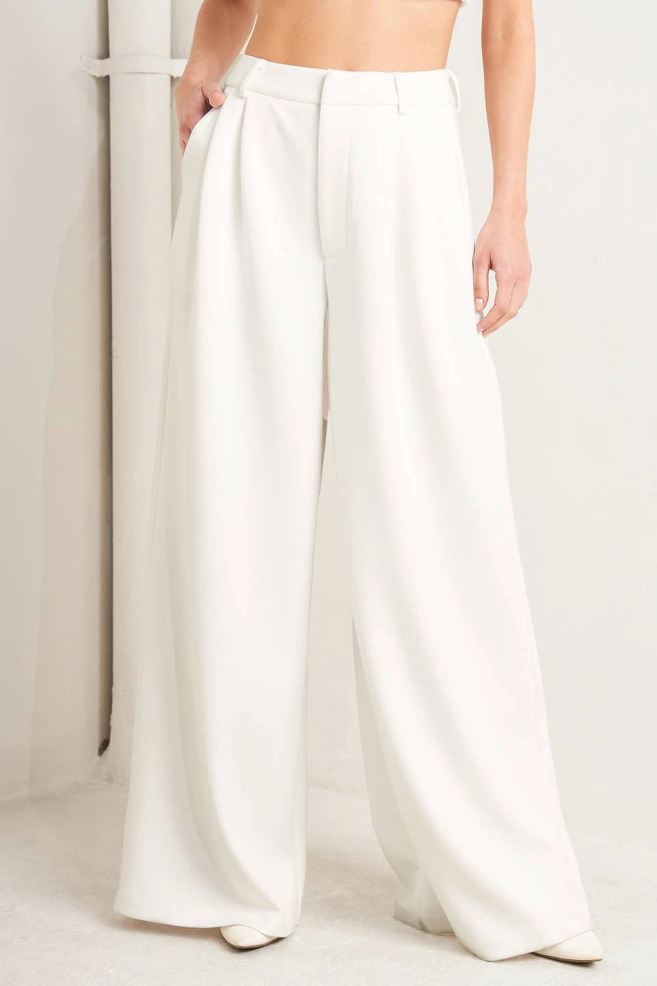 Solid Woven Wide Pant