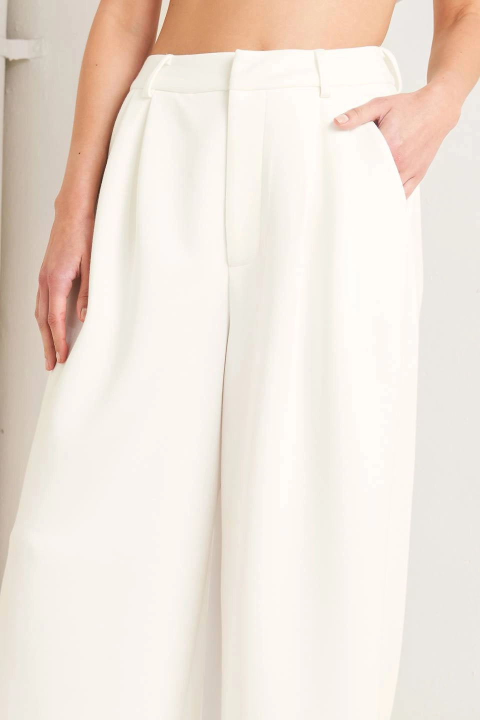 Solid Woven Wide Pant