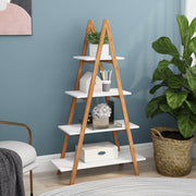 Solid bamboo wood oxford 'A' frame ladder display bookshelf-UH Decor-Default-Urbanheer