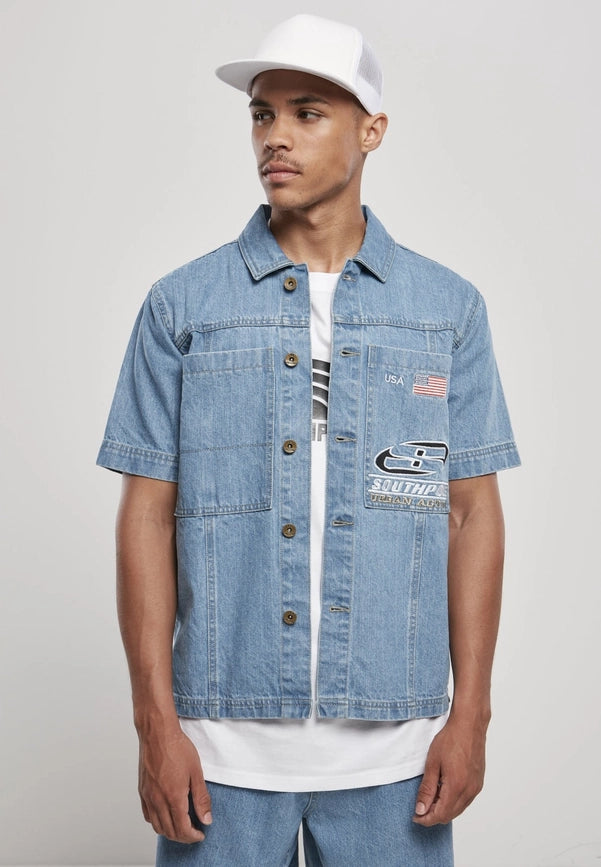 Southpole Denim Shirt-Shirt-Norvine-30-Mid Blue-Urbanheer