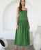 Spaghetti Side Tie Strap Detail Pleated Midi Dress