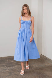 Spaghetti Strap Corset Detail Midi Dress-Dress-Moon River-XS-LIGHT BLUE-Urbanheer