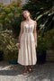 Spaghetti Strap Scallop Neck Embroidery Midi Dress