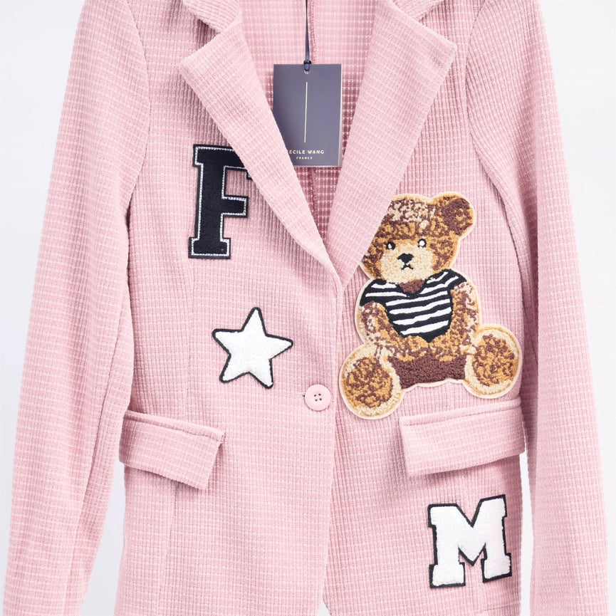 Sparkling Blazer with Embroidery-Blazer-Cecile Wang-S-Pink-Urbanheer