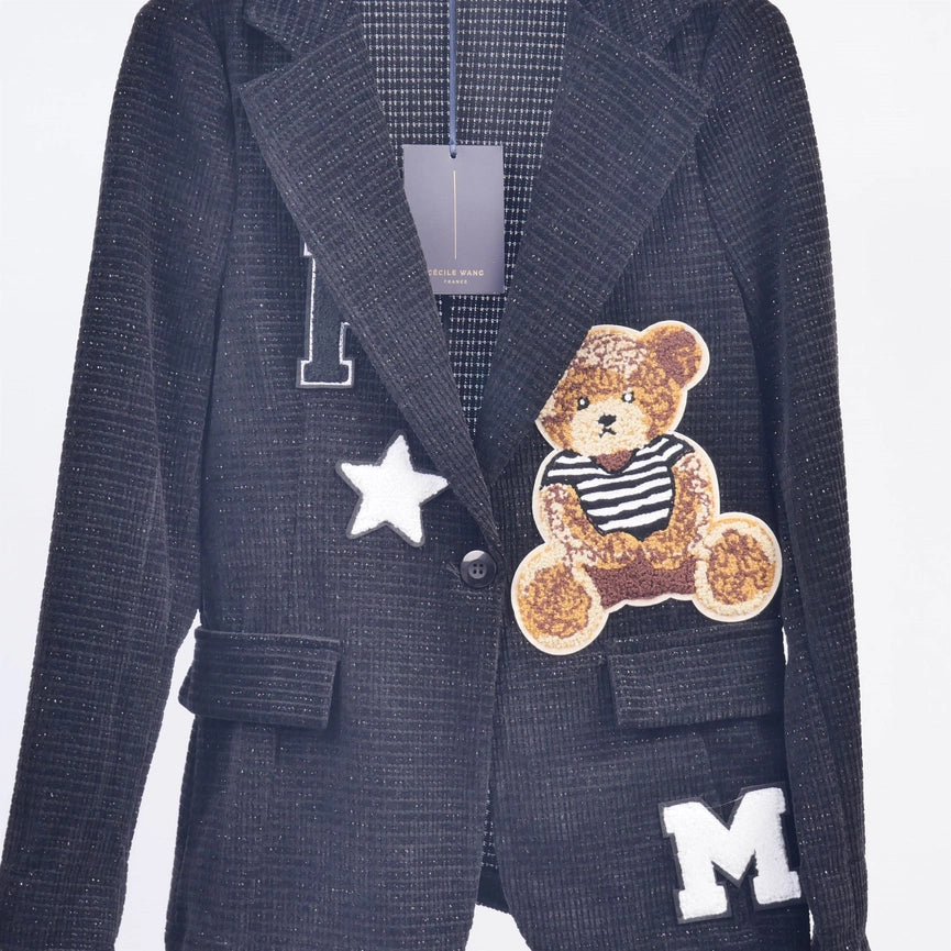 Sparkling Blazer with Embroidery-Blazer-Cecile Wang-S-Pink-Urbanheer