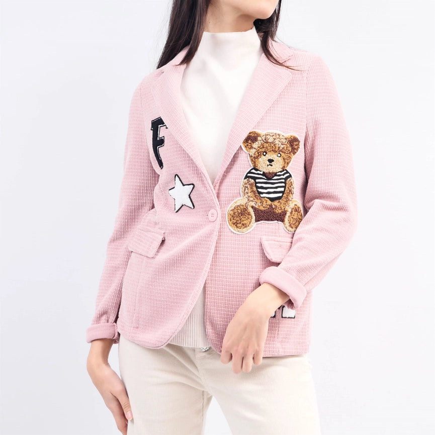 Sparkling Blazer with Embroidery-Blazer-Cecile Wang-S-Pink-Urbanheer