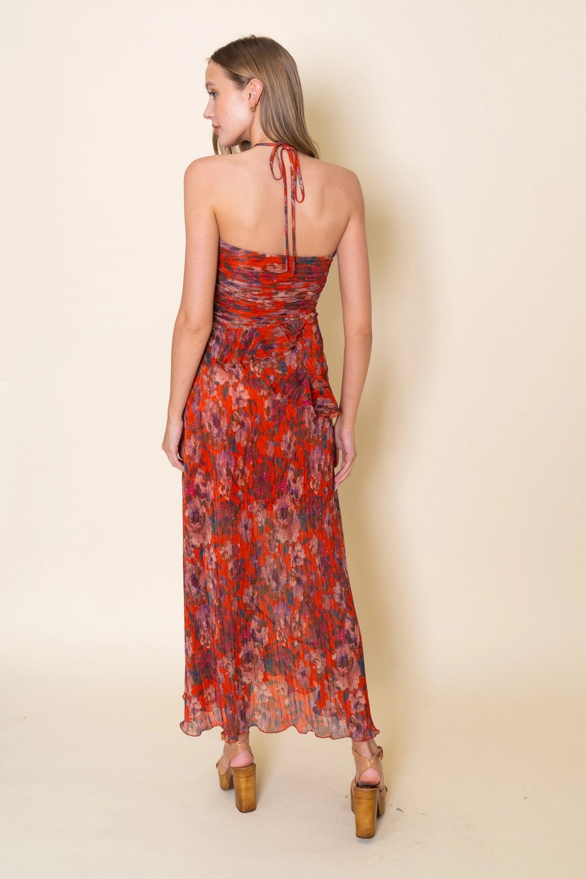 Spg Halter Ruffle Layered Maxi Dress