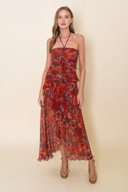 Spg Halter Ruffle Layered Maxi Dress
