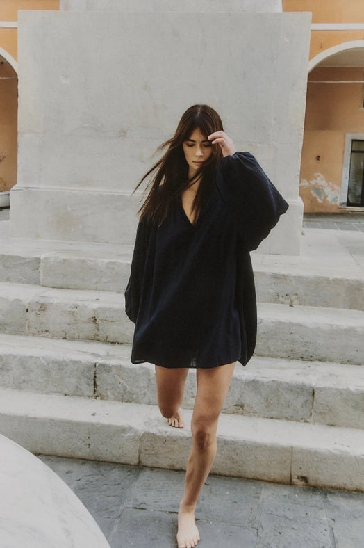 Spirit Shirt Dress BLACK-Dress-A Perfect Nomad-OS-Urbanheer