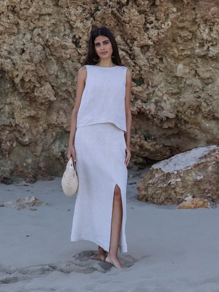 Split Back Linen Top Tonga in Natural Melange-Top-MagicLinen-XS-Natural Melange-Urbanheer