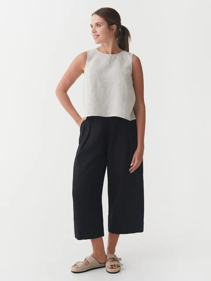 Split Back Linen Top Tonga in Natural Melange-Top-MagicLinen-XS-Natural Melange-Urbanheer