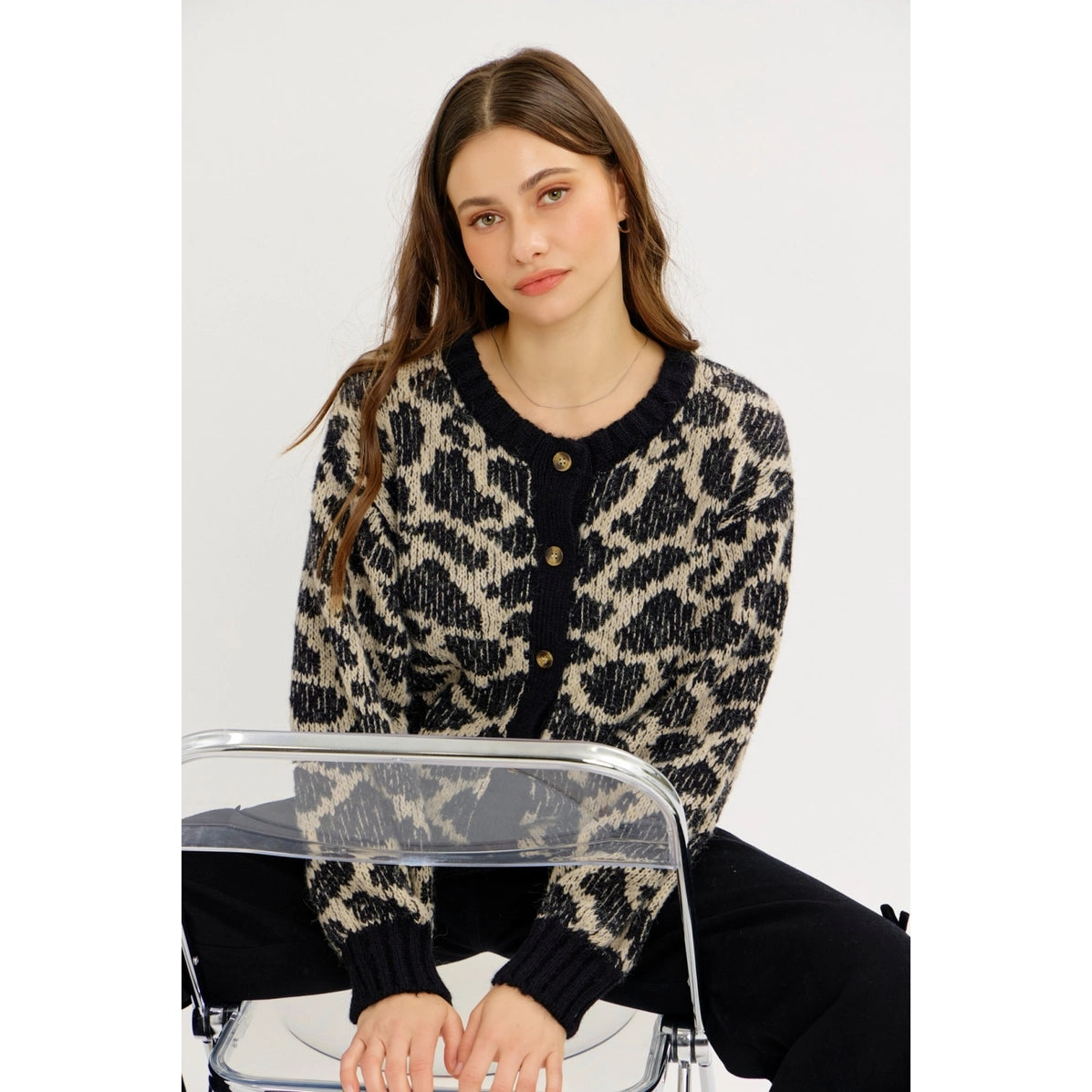 Spontaneous Night Out Animal Print Sweater Cardigan