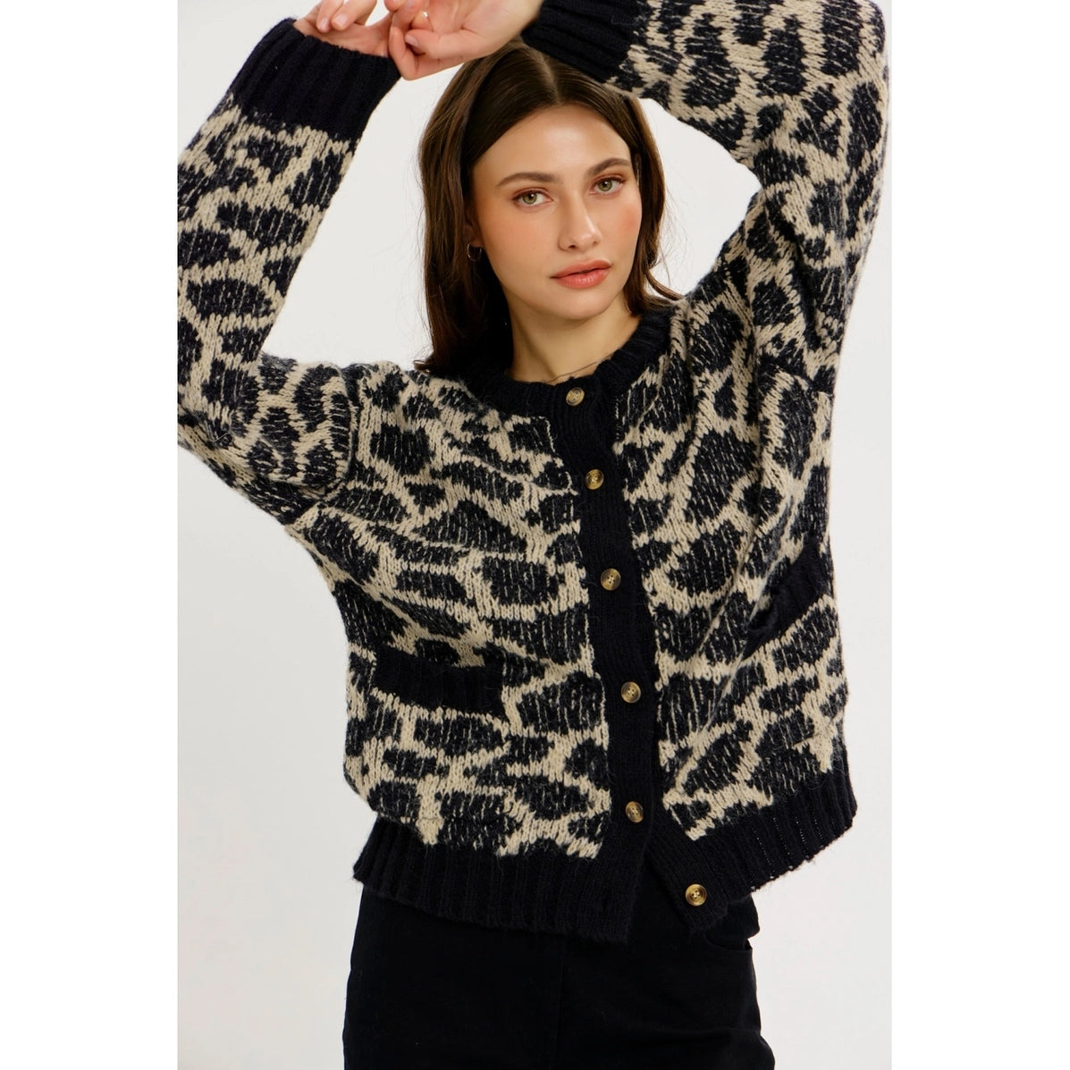 Spontaneous Night Out Animal Print Sweater Cardigan