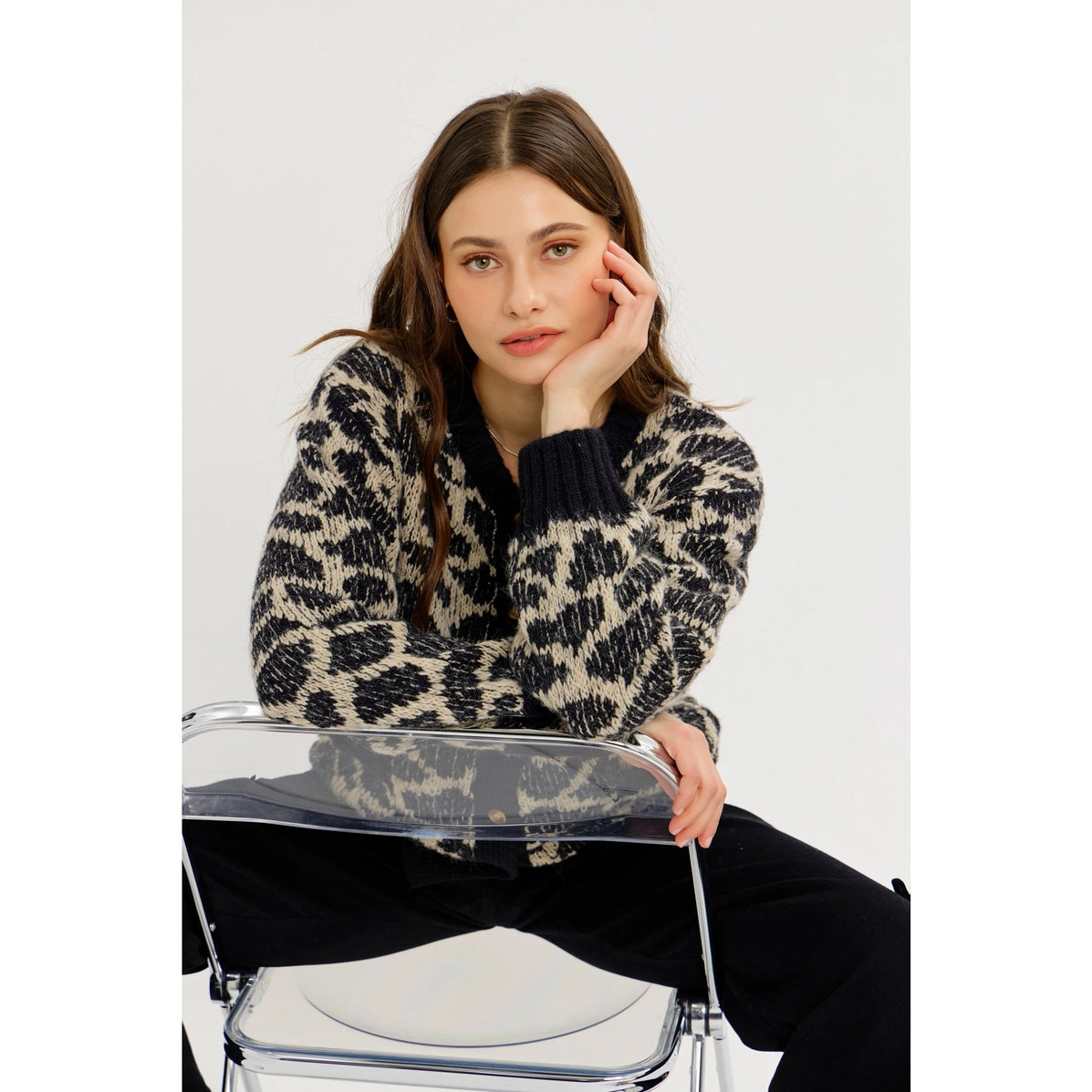 Spontaneous Night Out Animal Print Sweater Cardigan