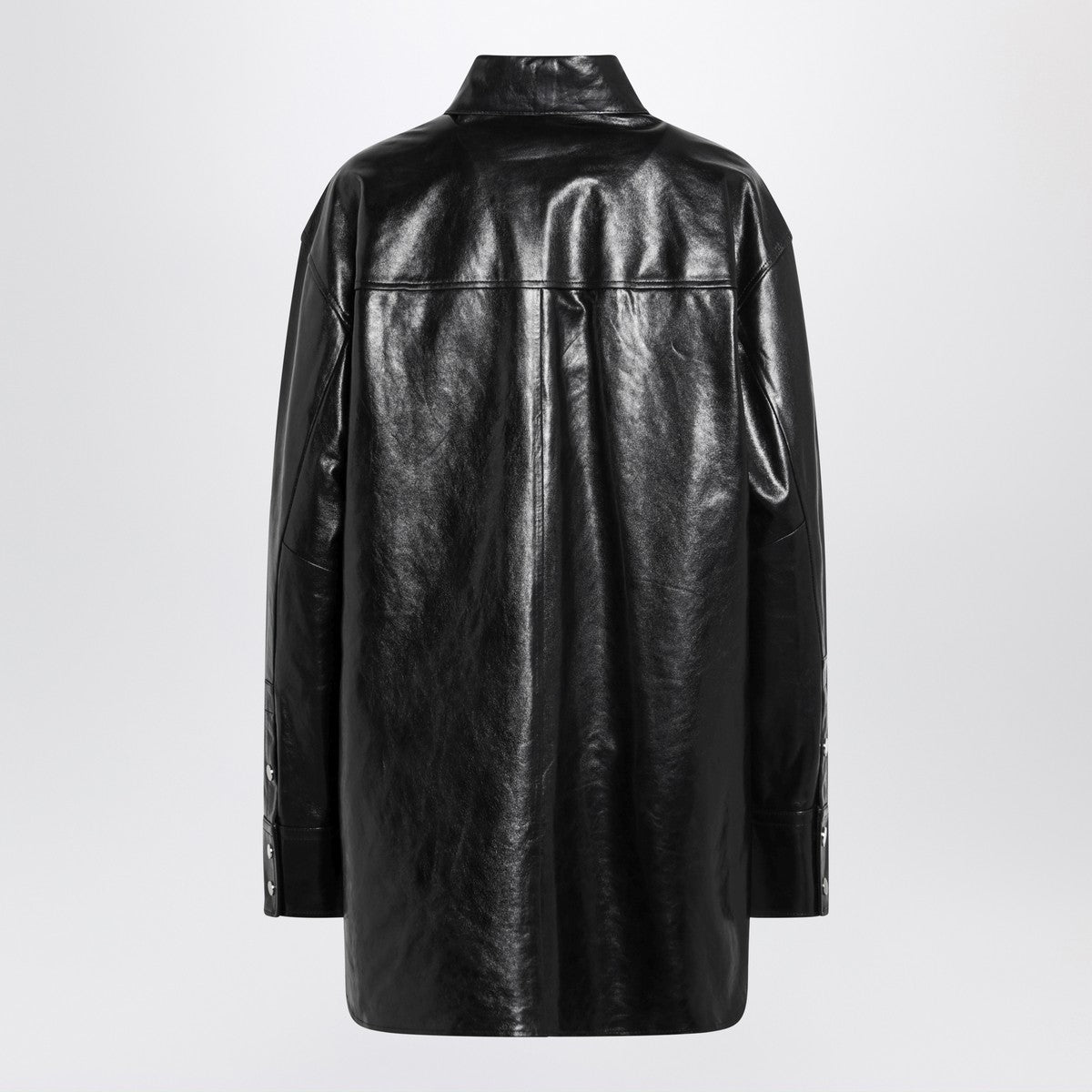 Sportmax Black leather shirt jacket