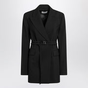 Sportmax Long double-breasted black jacket with belt