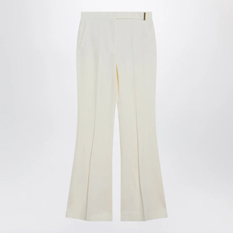 Sportmax Low-rise flare trousers in viscose and textile paper