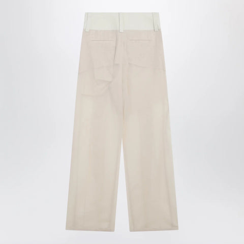 Sportmax Wide-leg trousers in ecru organza cotton voile