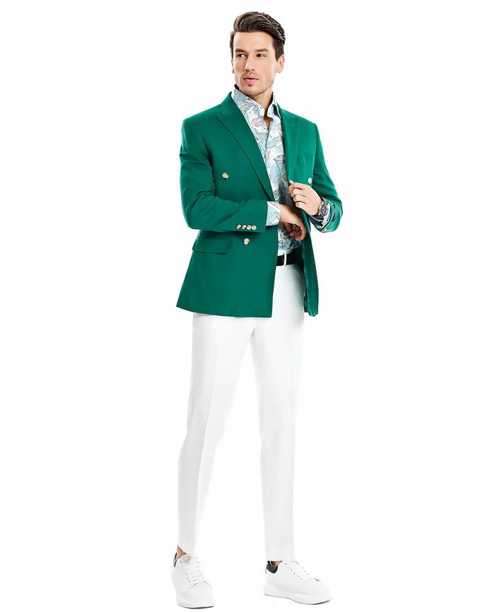 Sports Coat Jackets, Double Breasted Peak Lapel Suit, Green-Blazers-Suits America-XS-Green-Urbanheer