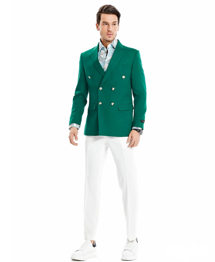 Sports Coat Jackets, Double Breasted Peak Lapel Suit, Green-Blazers-Suits America-XS-Green-Urbanheer