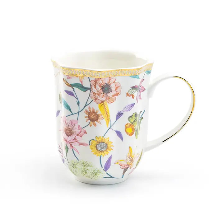 Spring Flowers 10oz Fine Porcelain Scallop Mug-Mug-Grace Teaware-4.25” Height x 5" Width x 3.6" Depth-10oz-Urbanheer