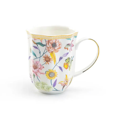 Spring Flowers 10oz Fine Porcelain Scallop Mug-Mug-Grace Teaware-4.25” Height x 5" Width x 3.6" Depth-10oz-Urbanheer