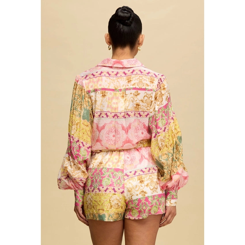 Spring Paisley Short Set PINK MULTI-Set-Luxxel-S-PINK MULTI-Urbanheer