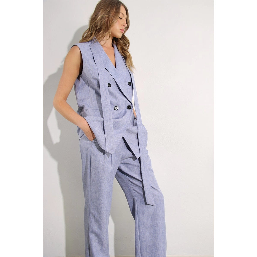 Spring Vest and Long Pants Suit Set DENIM BLUE HAZE-Set-Mulla-S-DENIM BLUE HAZE-Urbanheer