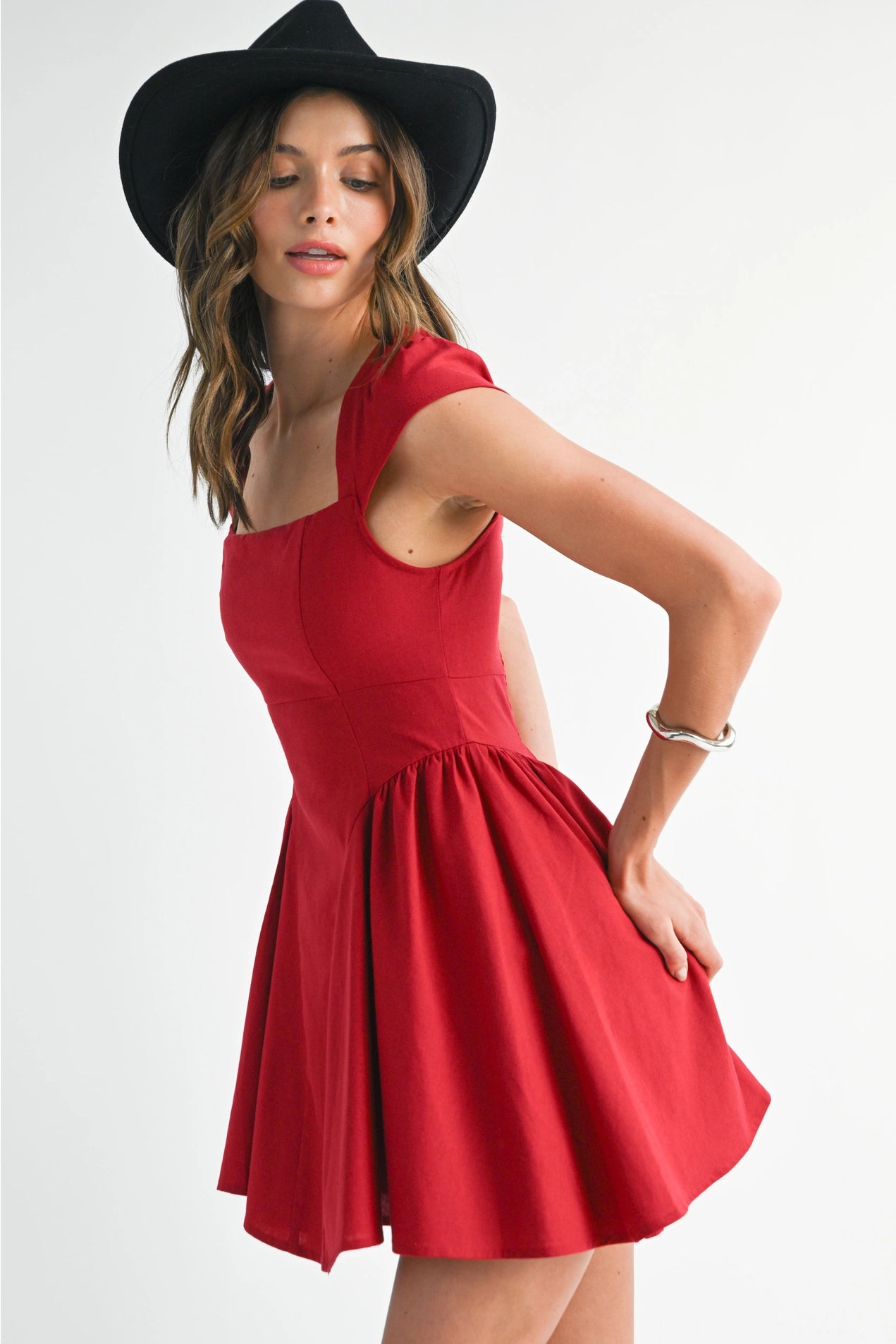 Square Neck Halter Mini Dress from Endless Blu exclusive at Urbanheer. L Square Neck Halter Mini Dress from Endless Blu exclusive at Urbanheer. L