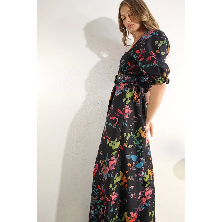 Square Neck Jumpsuit Black Multi-Clothing Jumpsuits-Mulla-S-Urbanheer