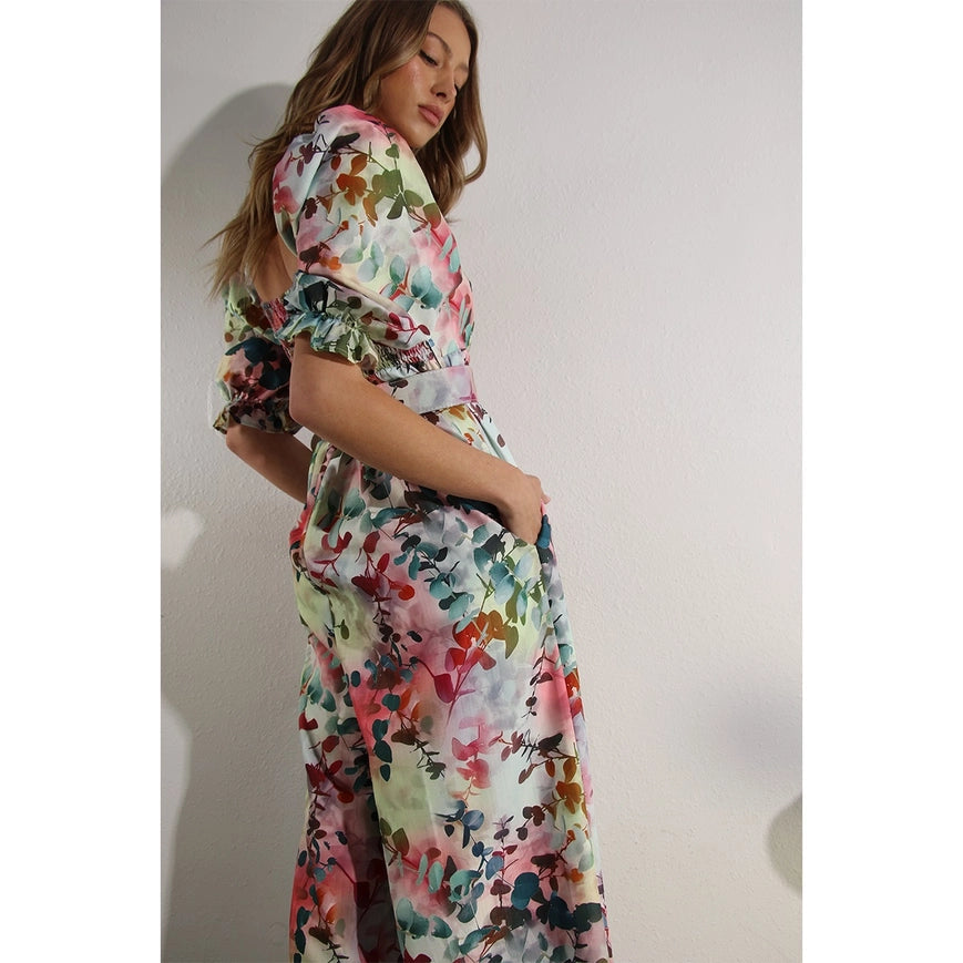 Square Neck Jumpsuit Sage Multi-Clothing Jumpsuits-Mulla-S-Urbanheer