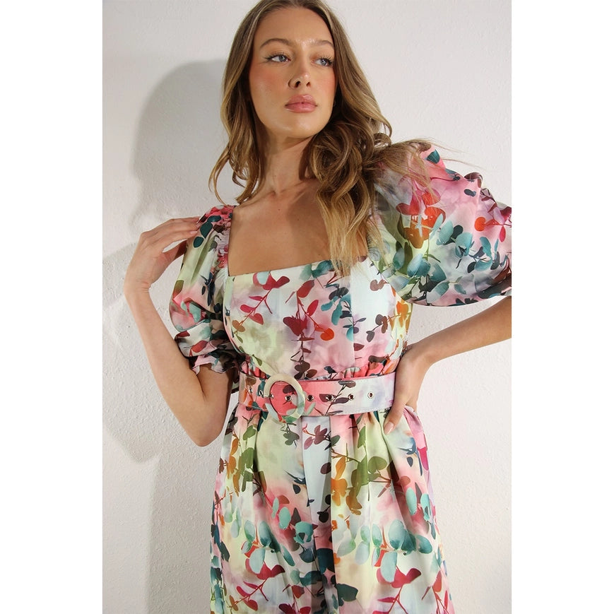 Square Neck Jumpsuit Sage Multi-Clothing Jumpsuits-Mulla-S-Urbanheer