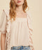 Square Neck Ruffled Waffle Knit NUDE-Top-In Loom-S-Urbanheer