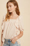 Square Neck Ruffled Waffle Knit NUDE-Top-In Loom-S-Urbanheer