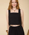 Square Neck Sleeveless Back Button Linen Top